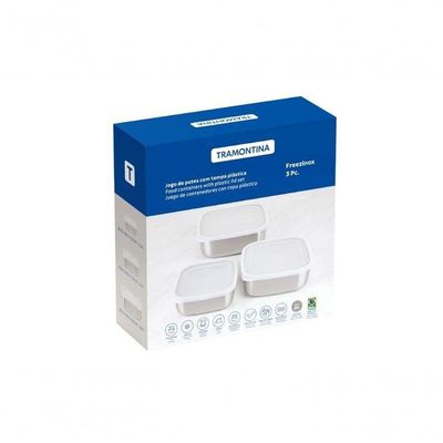 Jogo De Potes Tramontina Freezinox Quadrados Aço Inox 3 Peças