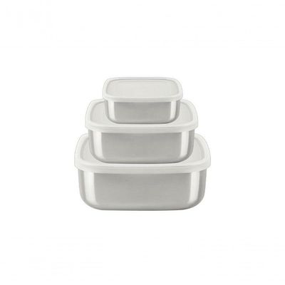 Jogo De Potes Tramontina Freezinox Quadrados Aço Inox 3 Peças