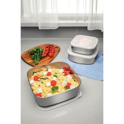 Jogo De Potes Tramontina Freezinox Quadrados Aço Inox 3 Peças