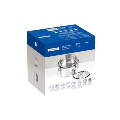 Jogo De Cozi-vapore Tramontina Solar Aço Inox 16cm 2 Peças