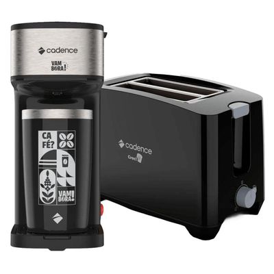 Kit Black Cadence - Cafeteira Vambora E Torradeira Croc 220V