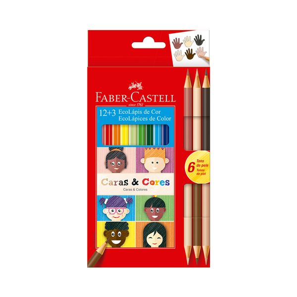 Lápis de Cor Faber-Castell Caras & Cores 12 Cores e 6 Tons de Pele Lápis de Cor Faber-Castell Caras & Cores 12 Cores e 6 Tons de Pele