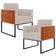 Kit 02 Poltronas Decorativas Sala Base fixa Metal Helô L02 Linho Bege Couríssimo Camel - Lyam Decor