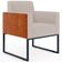 Kit 02 Poltronas Decorativas Sala Base fixa Metal Helô L02 Linho Bege Couríssimo Camel - Lyam Decor