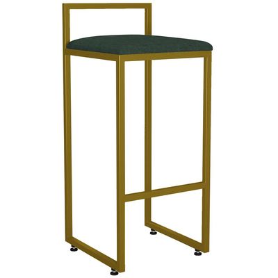 Kit 02 Banquetas Alta Para Cozinha Sala De Jantar Hanna L02 Dourado Linho Verde Musgo - Lyam Decor