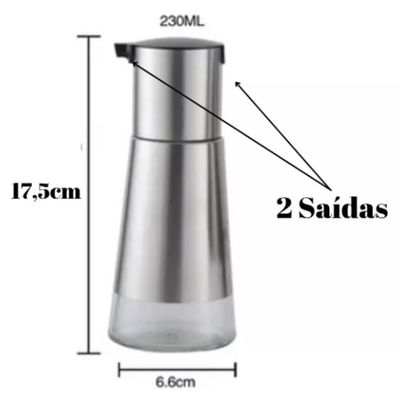 Kit Galheteiro De Vidro Com Detalhes Em Inox E Suporte 3 Peças De Luxo 230ml