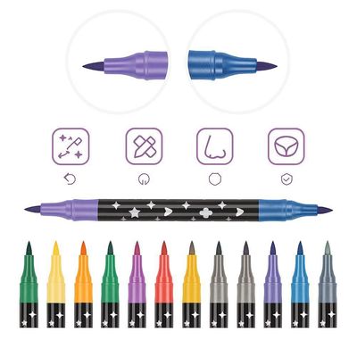 Canetas Para Colorir Com Glitter 2 Pontas – 48 Cores Vibrantes