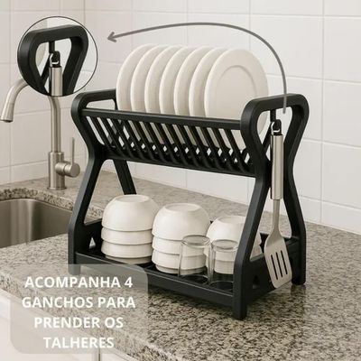 Escorredor de Louças Duplo 2 Andares Desmontável