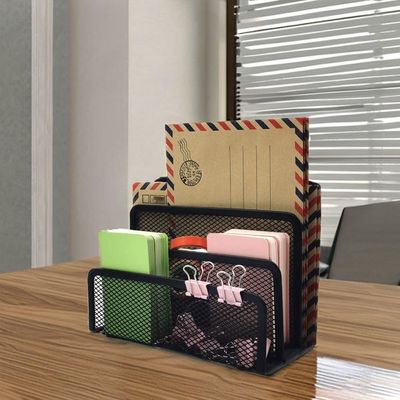 Organizador De Mesa 3 Divisórias Em Metal Aramado Porta Documentos, Pastas E Cartas Com Design Moderno