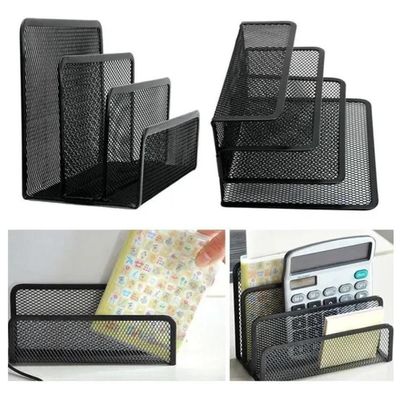Organizador De Mesa 3 Divisórias Em Metal Aramado Porta Documentos, Pastas E Cartas Com Design Moderno
