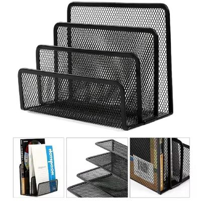 Organizador De Mesa 3 Divisórias Em Metal Aramado Porta Documentos, Pastas E Cartas Com Design Moderno