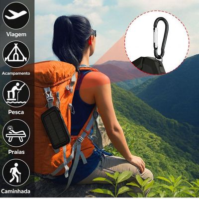 Carregador Portátil Power Bank Solar Usb Preto – Energia Sustentável Em Qualquer Lugar