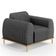Kit Sofá 2 Lugares 150cm Com Poltrona Molino Pés D'ouro D02 Linho Cinza Escuro C-416 - Lyam Decor