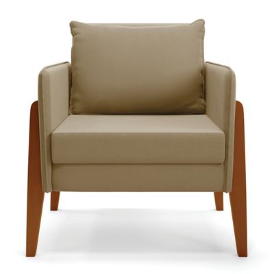 Kit 1 Sofá Namoradeira e 2 Poltronas Lana Suede Marrom Rato Base de Madeira