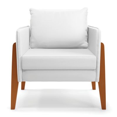 Kit 1 Sofá Namoradeira e 2 Poltronas Lana Corino Branco Base de Madeira