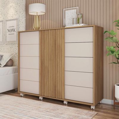 Cômoda Sapateira 2 Portas 5 Gavetas  Marrom Pegasus Caemmun