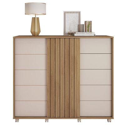 Cômoda Sapateira 2 Portas 5 Gavetas  Marrom Pegasus Caemmun
