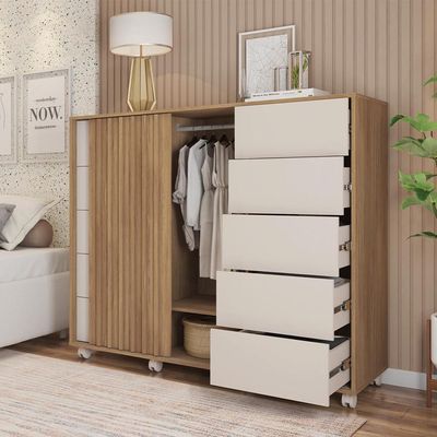 Cômoda Sapateira 2 Portas 5 Gavetas  Marrom Pegasus Caemmun
