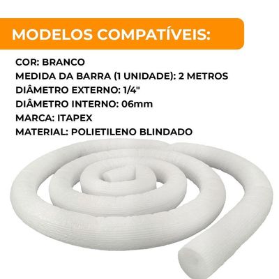 Tubo Isolante Blindado 1/4 - Barra Com 2 Metros 10 Unidades