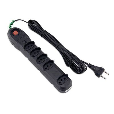Protetor De Surtos Com 5 Tomadas De 3 Metros Preto - 7202 - Force Line Protetor De Surtos 5tom 3m Biv Pt Force 7202