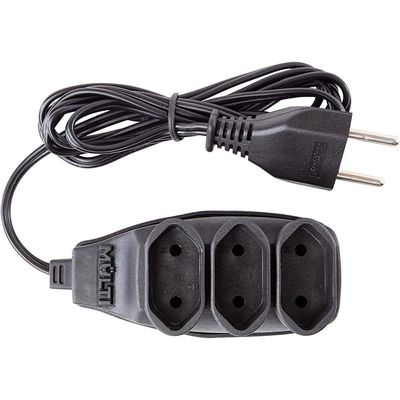 Extensão Preta 3t Bipolar Com 1,5 Metro 2p 10 Ampères 250vac - 01468 - Multicraft