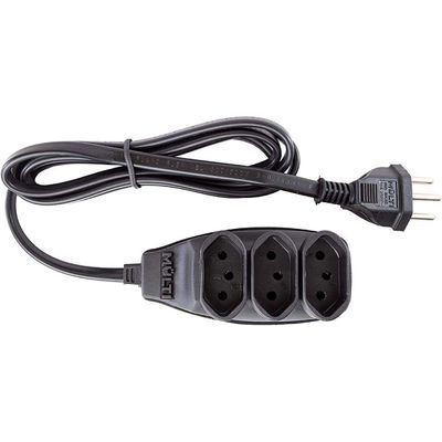 Extensão Preta 3t Tripolar Com 3 Metros 2p+t 10 Ampères 250vac - 01550 - Multicraft