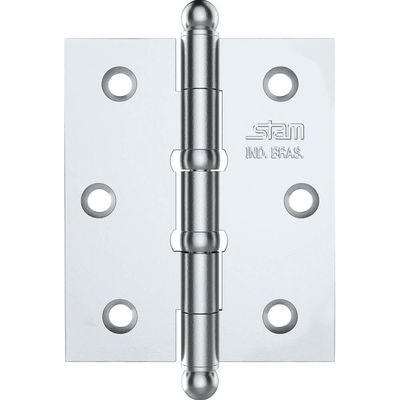 Dobradiça Pino E Bola 3" X 2.1-2" X 1,7mm Cromado Com 2 Anéis E Canto Reto - 42048 - Stam