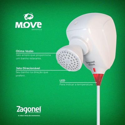 Ducha Move Eletrônica Branco 6800 Watts 220 Volts - Dmvel68220br03 - Zagonel