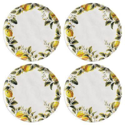 Kit 4 Pratos Rasos Bio Limonata 27,5cm Cerâmica Porto Brasil Decorados Mesa Posta