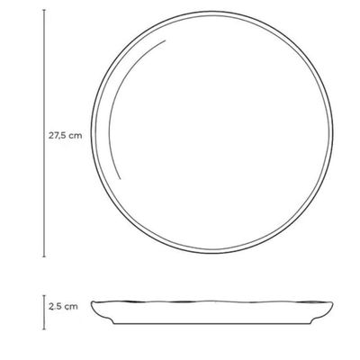 Jogo 12 Pratos Rasos Bio Limonata 27,5cm Cerâmica Porto Brasil Decorado Mesa Posta