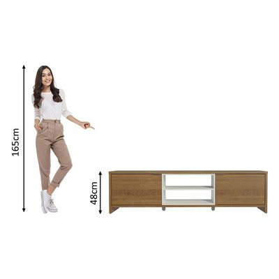 Rack Para Tv Até 80 Polegadas 180cm 2 Portas Rustic-branco Linz Madesa