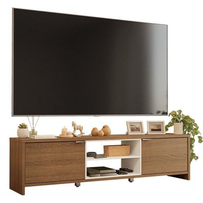 Rack Para Tv Até 80 Polegadas 180cm 2 Portas Rustic-branco Linz Madesa
