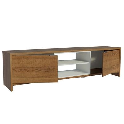 Rack Para Tv Até 80 Polegadas 180cm 2 Portas Rustic-branco Linz Madesa