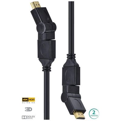 Cabo Hdmi 2.0 4k Ultra Hd 3d Conexao Ethernet Conectores 360o 2 Metros - 29254