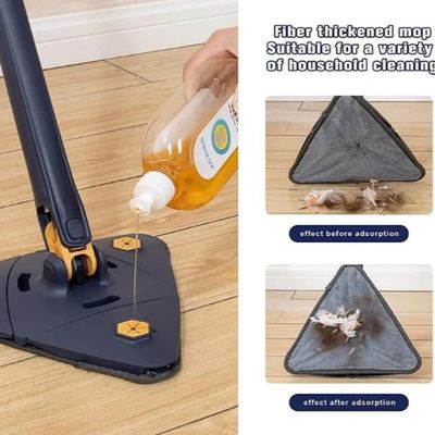 Esfregão Mop Giratório Limpa Vidros Esfregão 360 Graus Rodo Limpeza Microfibra Articulado - Azul