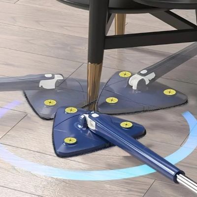 Esfregão Mop Giratório Limpa Vidros Esfregão 360 Graus Rodo Limpeza Microfibra Articulado - Azul
