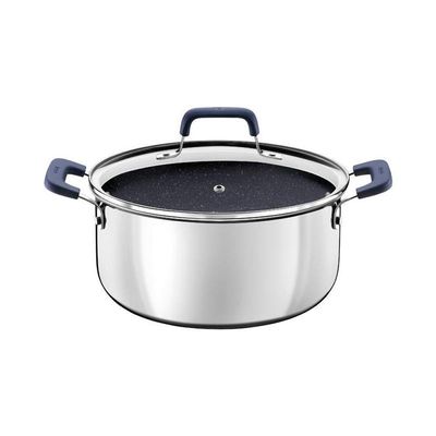 Caçarola Tramontina Romagna Aço Inox E Alumínio 24cm Com Revestimento Cerâmico Black Stone