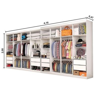 Closet Casal Duplo Rubi 8 Gavetas Branco
