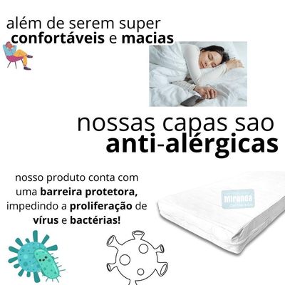 Capa Impermeável Para Colchão Casal Feita Em Napa Hospitalar 138x188x35cm - Branca