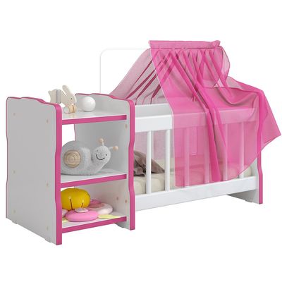 Kit 02 Berços Para Boneca Cristal Ursinho C02 Brinquedo Infantil Branco Rosa - Lyam Decor