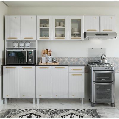 Cozinha De Aço Compacta Telasul Diamante 4Pçs C/ Kit Branco