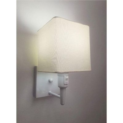 Arandela Quadrada Vivare Md-2019 Com Interruptor Cúpula Em Tecido Bivolt Branco-algodão-crú 127-220v