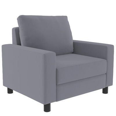 Kit 02 Poltronas Decorativas Para Sala De Estar E Recepção Malta L02 Suede Cinza - Lyam Decor