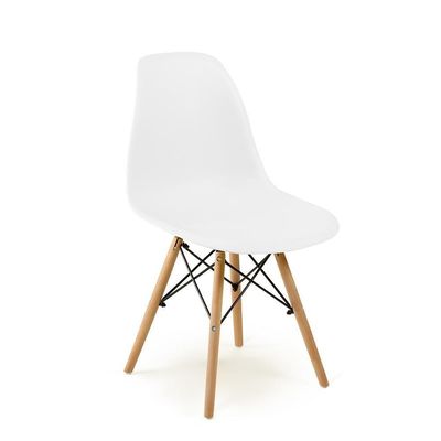 Conjunto 20 Cadeiras Charles Eames Eiffel Wood Base Madeira - Branca