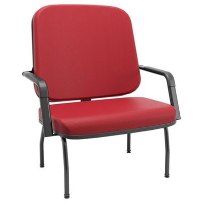 Kit Cadeira De Escritório Giratória E 2 Cadeiras Fixas Preta Magno P03 Vinil Vermelho - Lyam Decor
