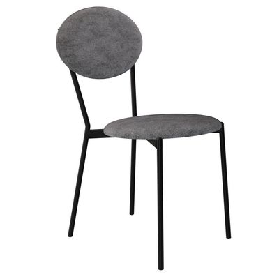 Kit 04 Cadeiras Estofada Para Sala De Jantar Azuri Preto C01 Linho Prata - Lyam Decor