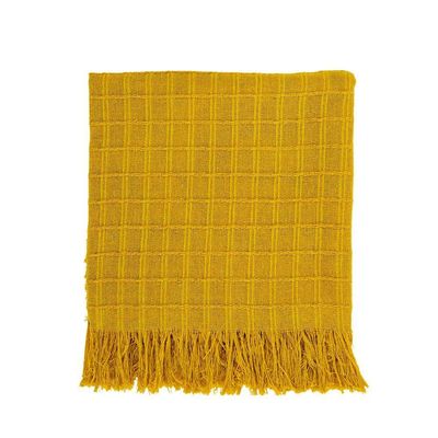 Manta Xale Rubi 1,70m X 1,40m Com Franja Para Sofá Cama 100% Algodão 01 Peça - Amarelo