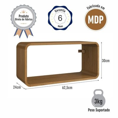 Nicho Prateleira Decorativa Infantil 62,5x30cm Organizador Para Quarto E Decoração Carvalho Xingu
