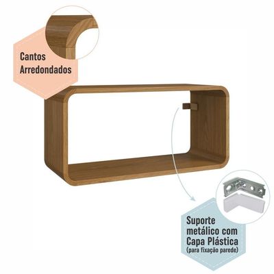 Nicho Prateleira Decorativa Infantil 62,5x30cm Organizador Para Quarto E Decoração Carvalho Xingu