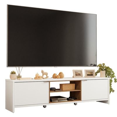 Rack Para Tv Até 80 Polegadas 180cm 2 Portas Branco-rustic Linz Madesa